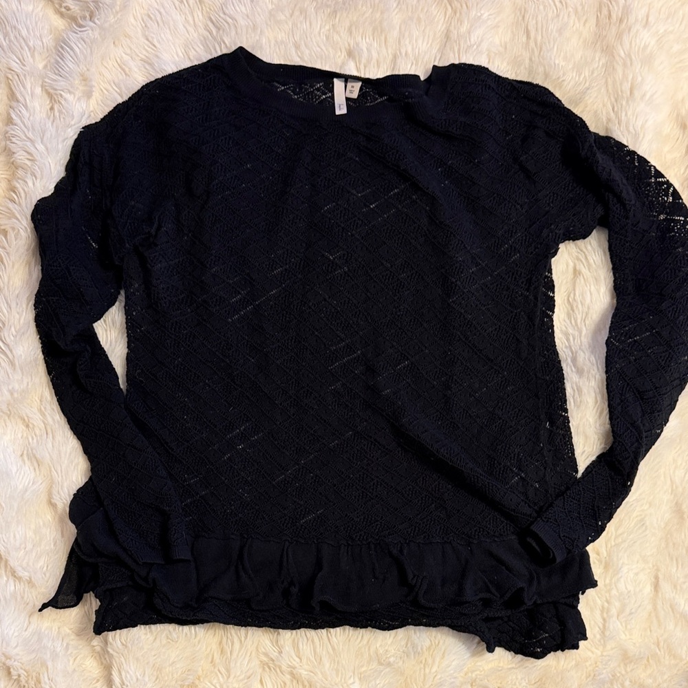 Frenchi Black Lace Long Sleeve Sweater